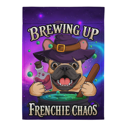 Brewing Up Frenchie Chaos French Bulldog Garden Flag