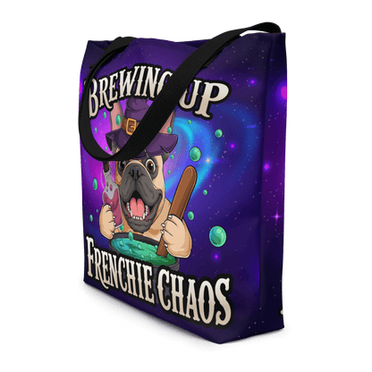 Brewing Up Frenchie Chaos Frenchie Large Tote Bag with Pocket