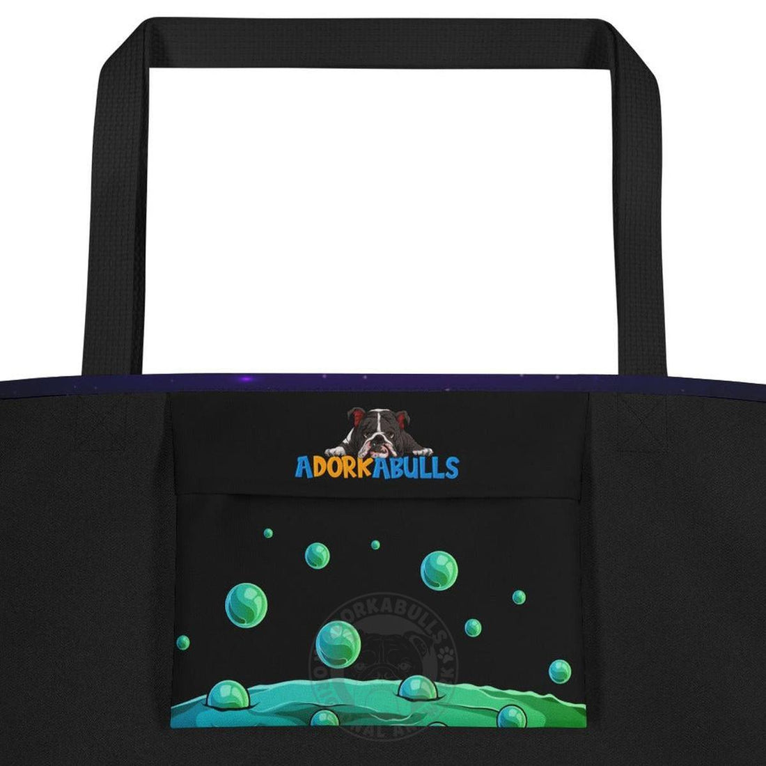 Brewing Up Frenchie Chaos Frenchie Large Tote Bag with Pocket