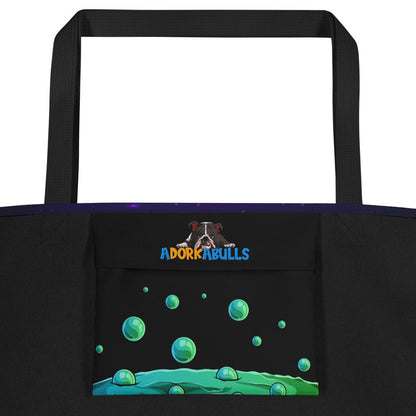 Brewing Up Frenchie Chaos Frenchie Large Tote Bag with Pocket