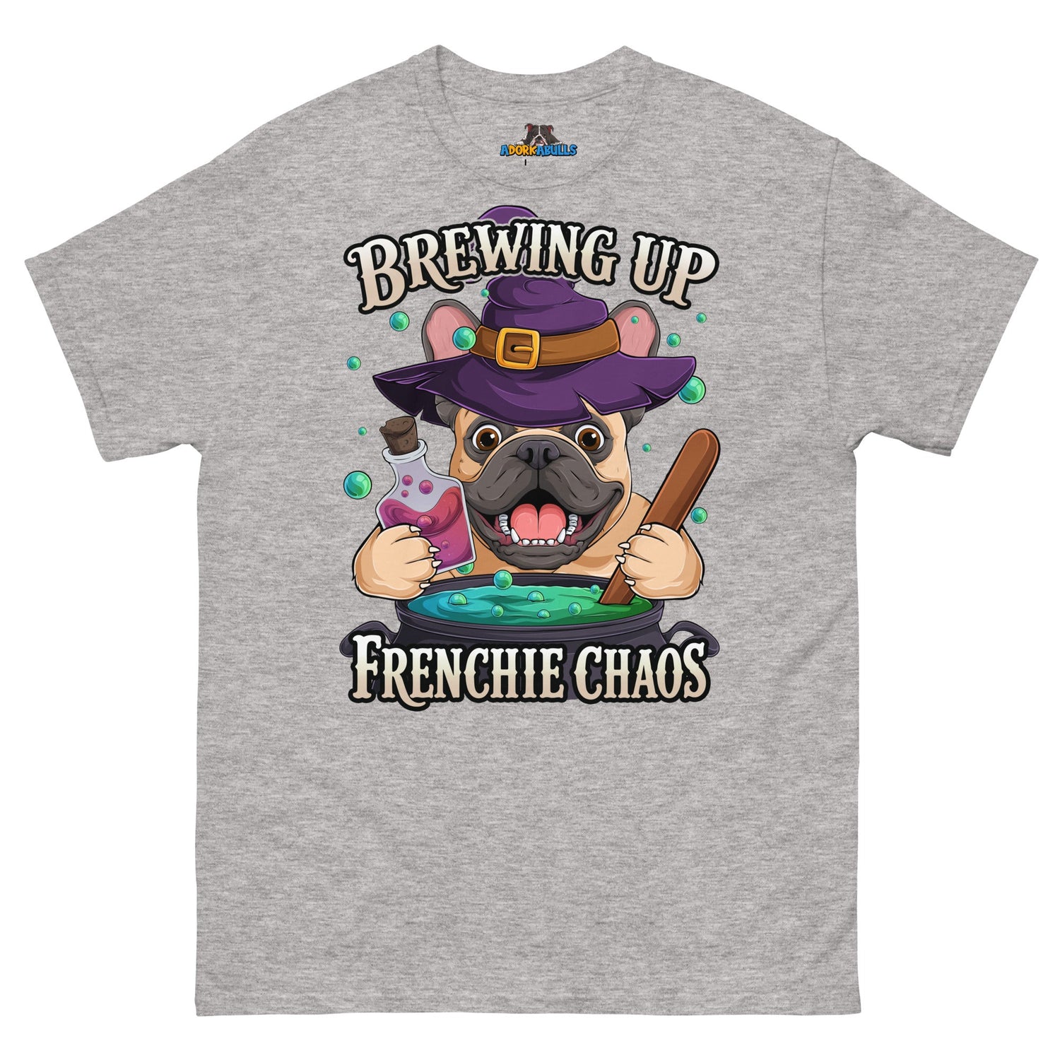 Brewing Up Frenchie Chaos Men’s French Bulldog Tee