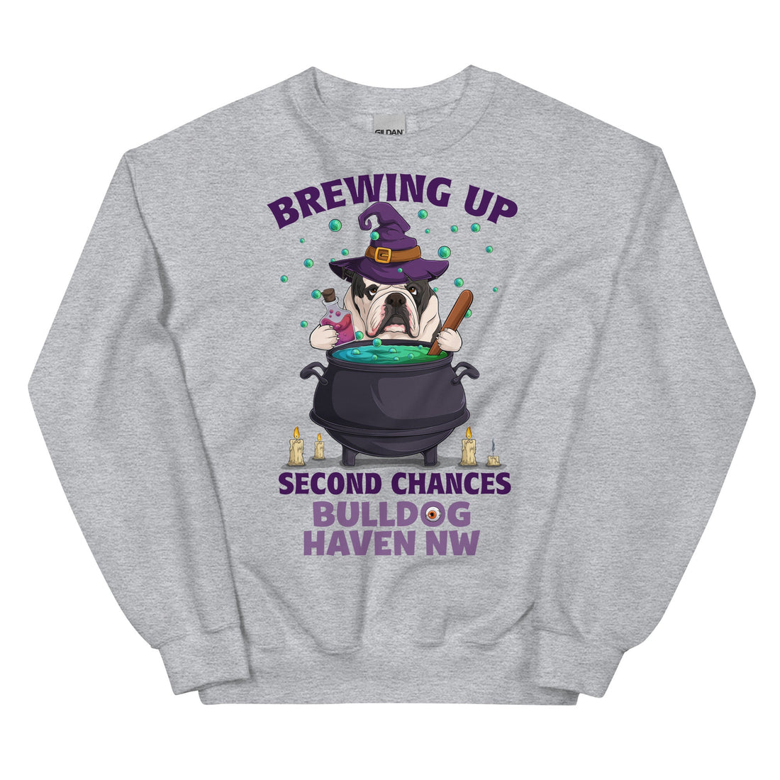 &quot;Brewing Up Second Chances&quot; BHNW Bulldog Halloween Sweatshirt