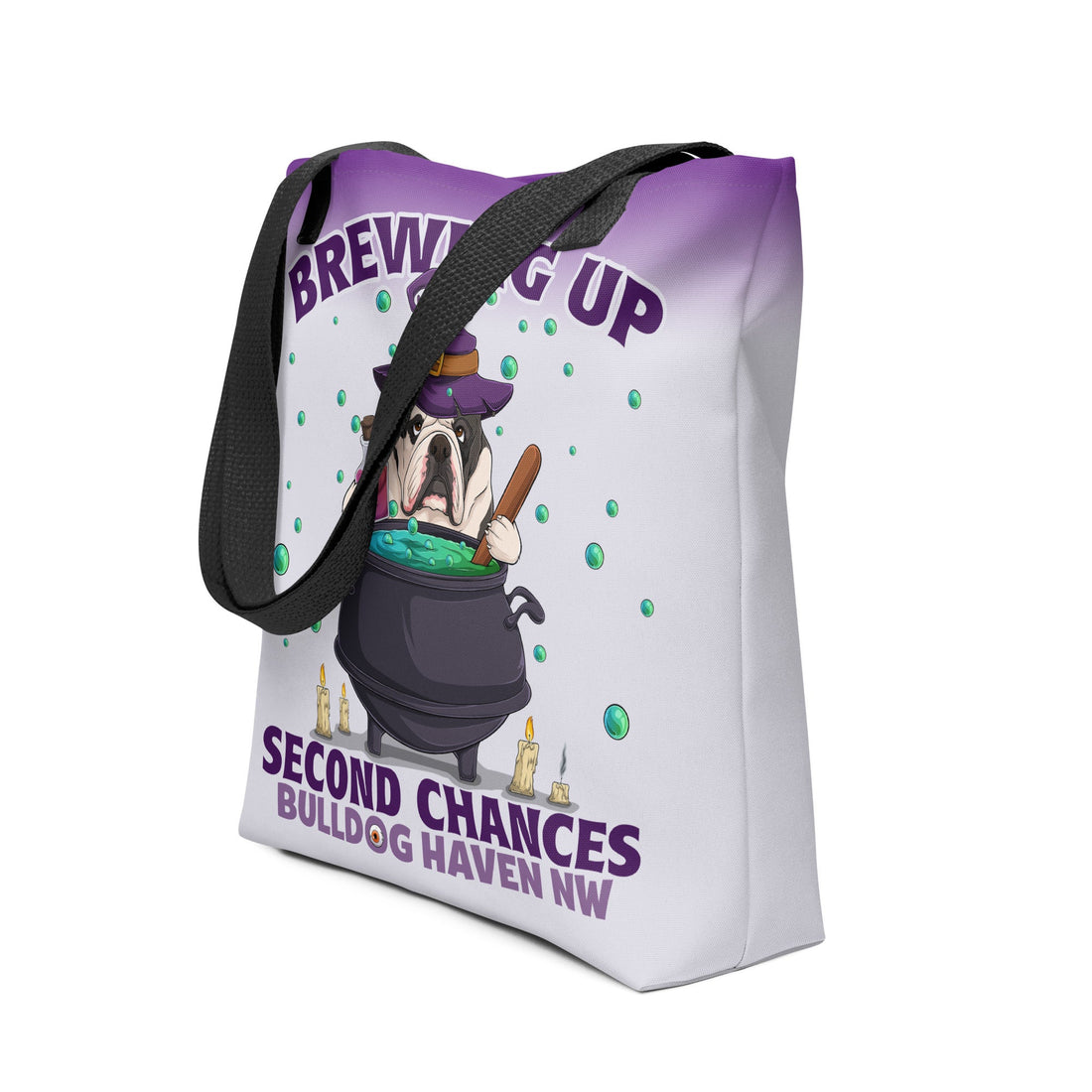 “Brewing Up Second Chances” BHNW Bulldog Witch Tote Bag