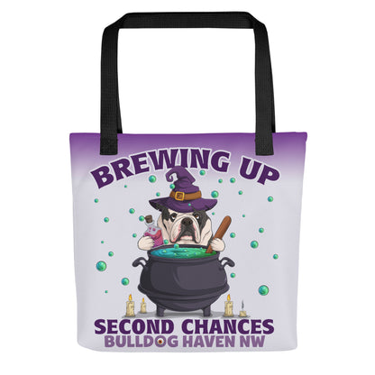 “Brewing Up Second Chances” BHNW Bulldog Witch Tote Bag