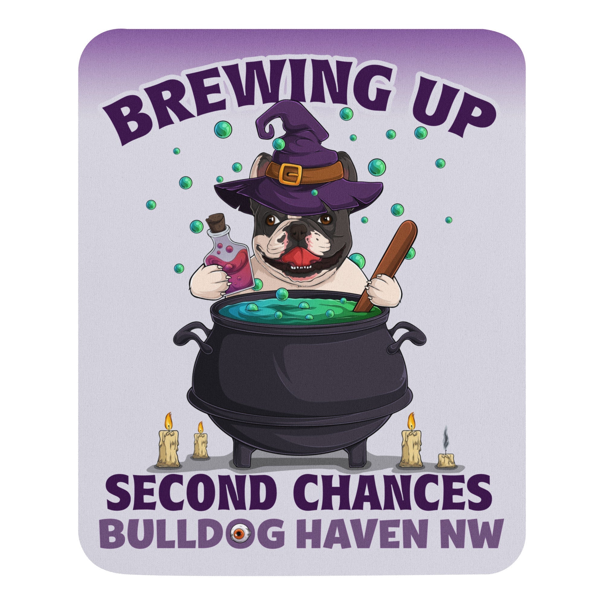 &quot;Brewing Up Second Chances&quot; Frenchie Witch Mouse Pad – BHNW Rescue Mouse Pad