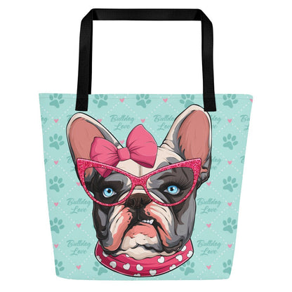 “Bulldog Love” Frenchie Tote Bag with Inside Pocket