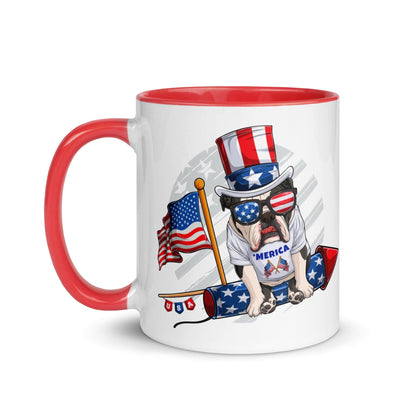 Bulldog Riding Firework Mug with Color Inside