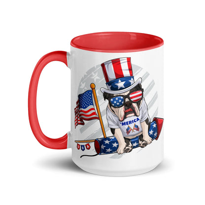 Bulldog Riding Firework Mug with Color Inside