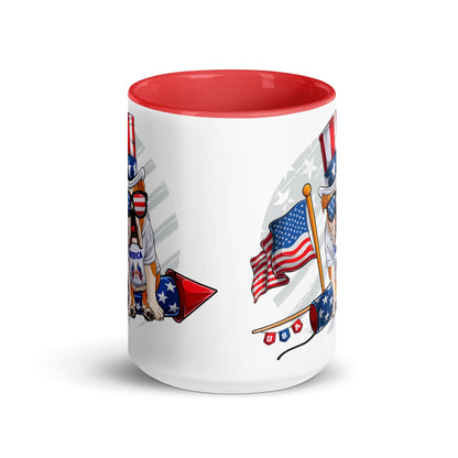 Bulldog Riding Firework Mug with Color Inside