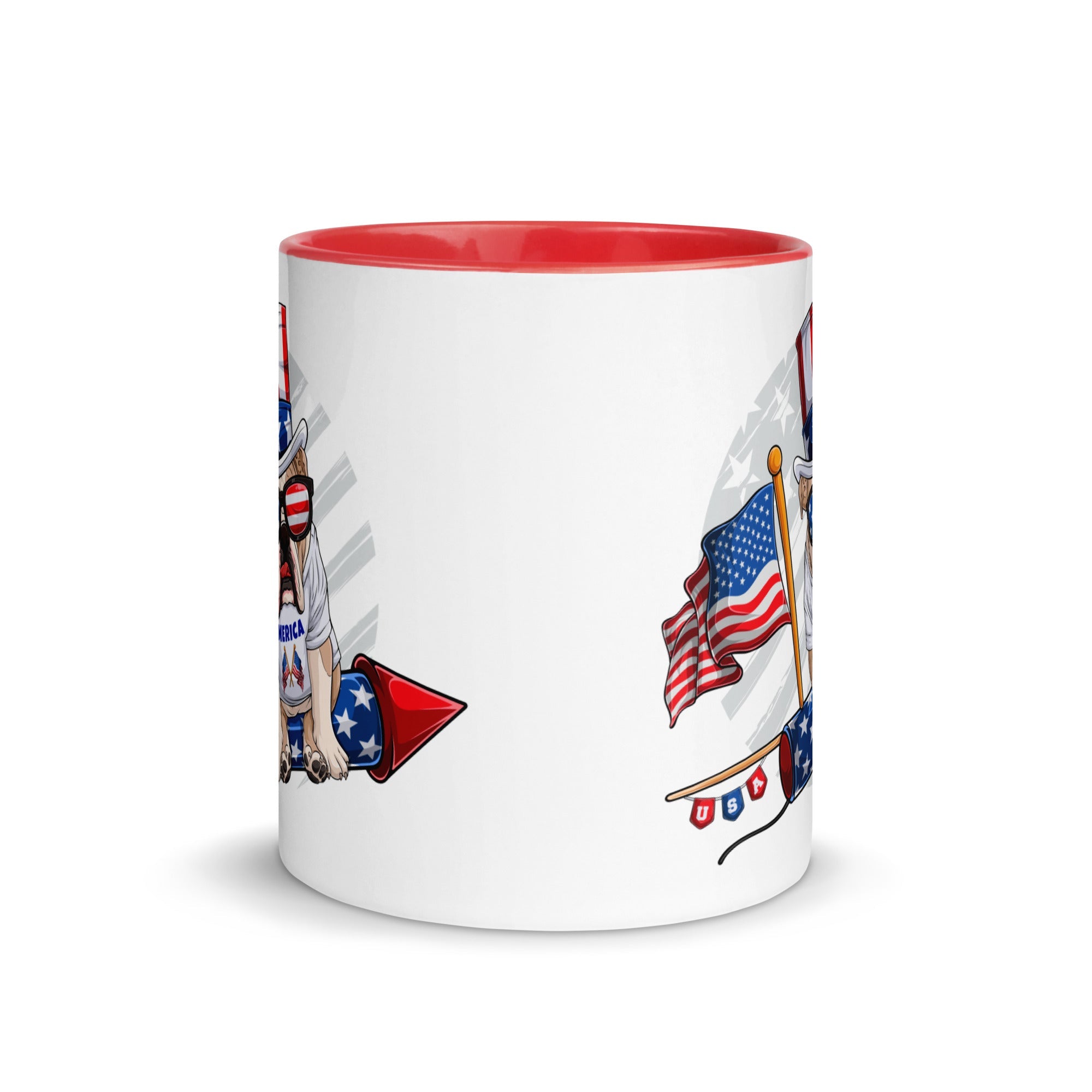 Bulldog Riding Firework Mug with Color Inside