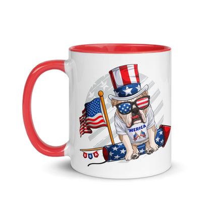 Bulldog Riding Firework Mug with Color Inside