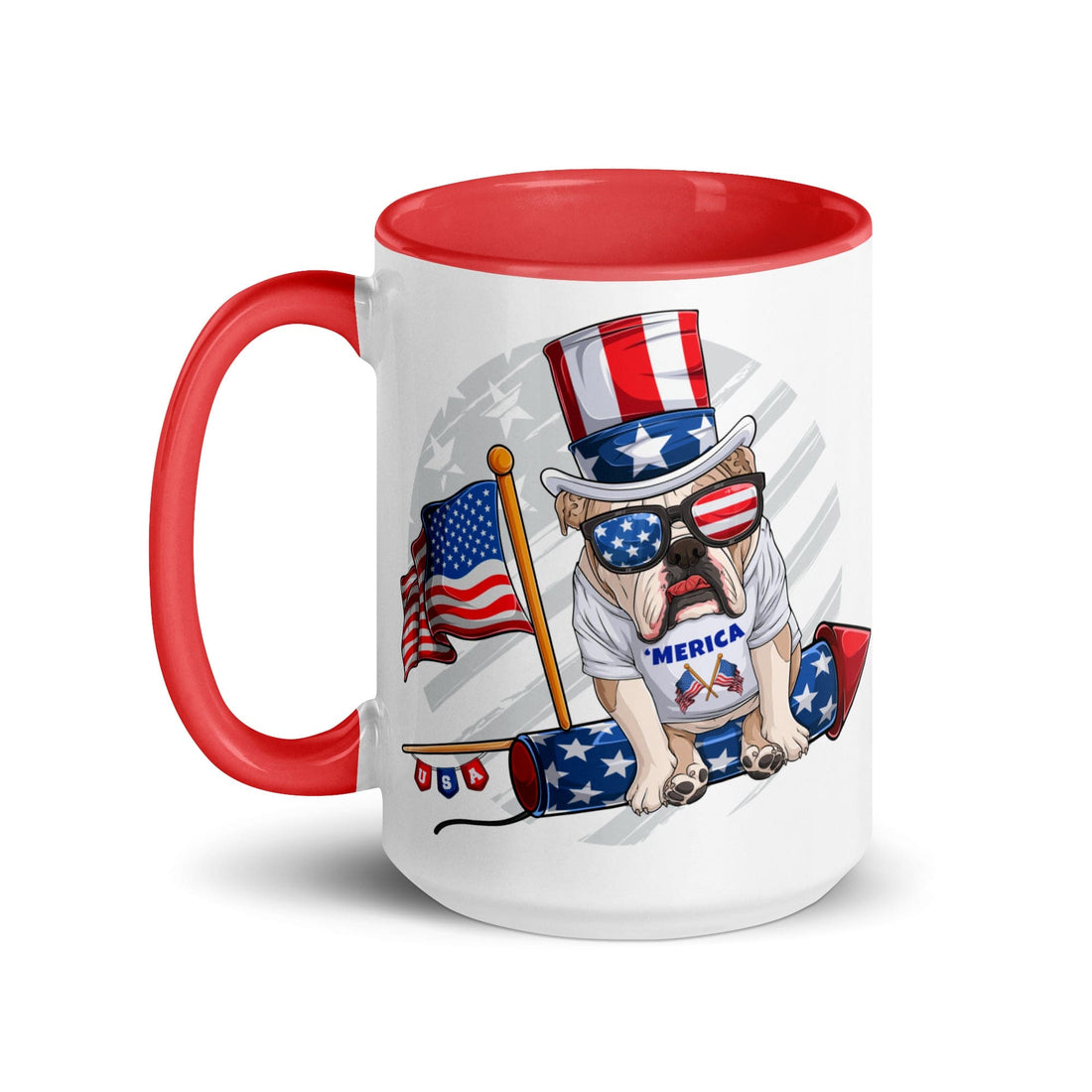 Bulldog Riding Firework Mug with Color Inside