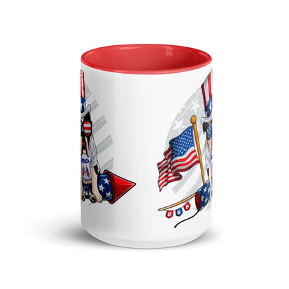 Bulldog Riding Firework Mug with Color Inside