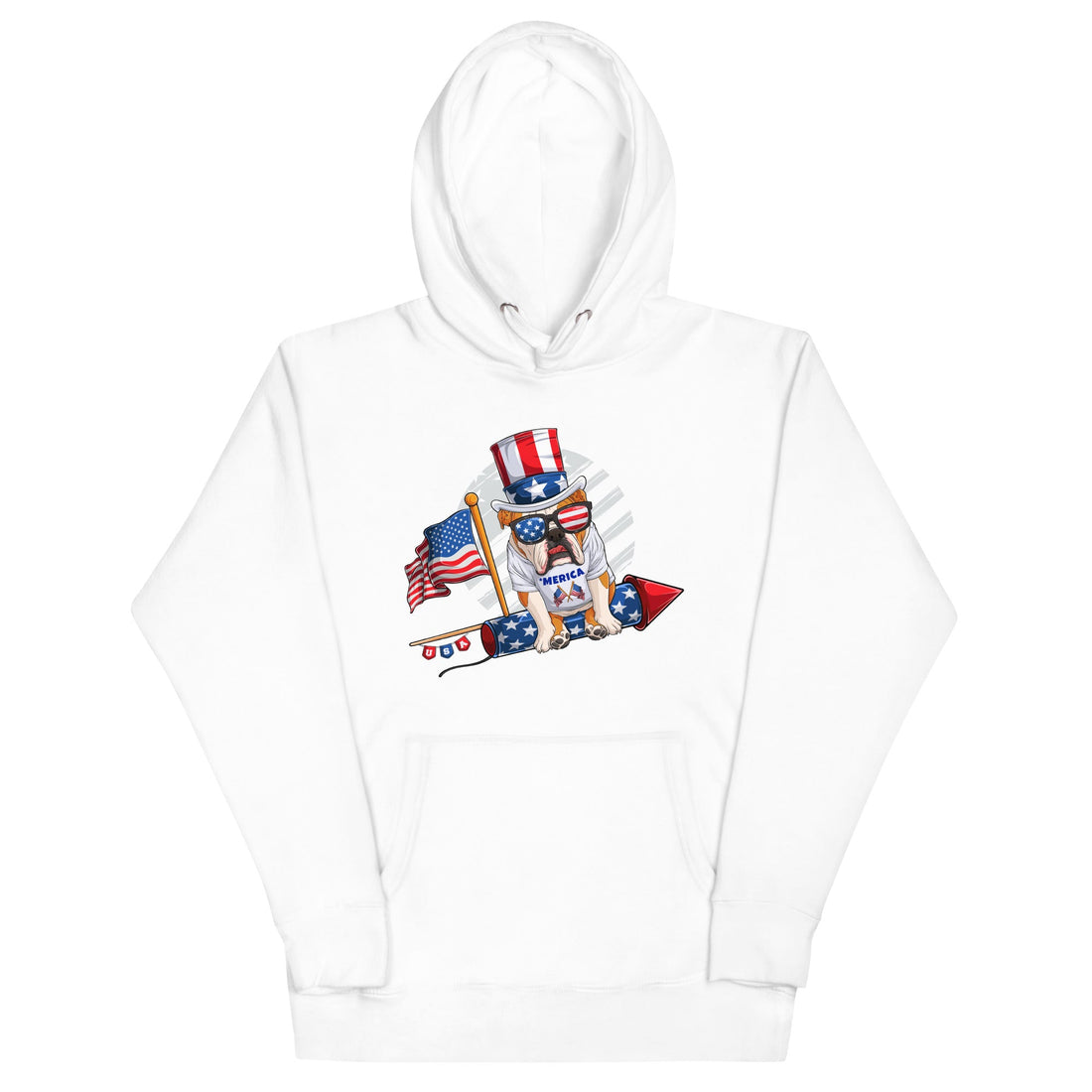 Bulldog Riding Firework Unisex Hoodie