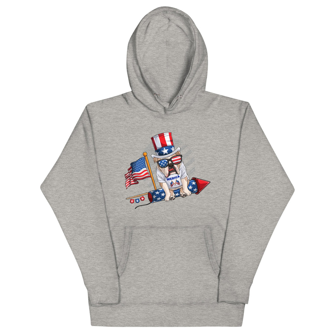 Bulldog Riding Firework Unisex Hoodie