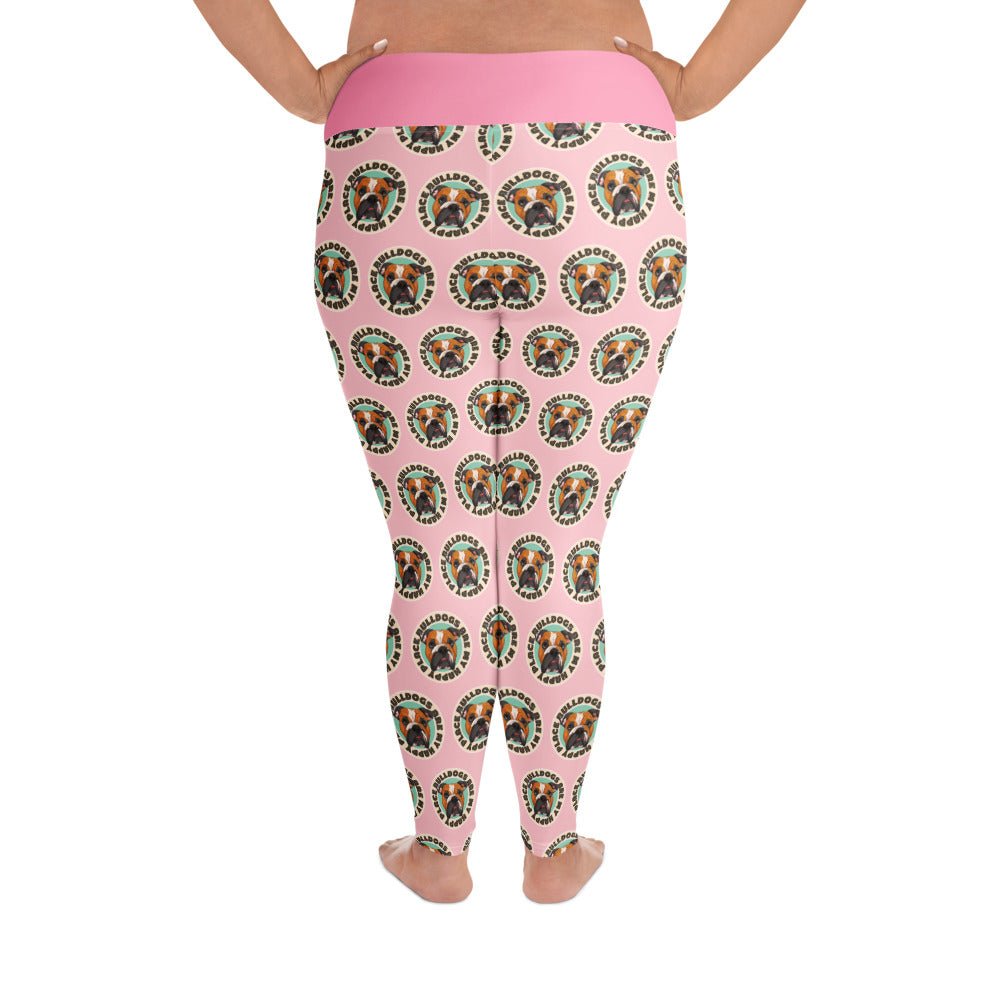 "Bulldogs Are My Happy Place" English Bulldog Plus Size Leggings