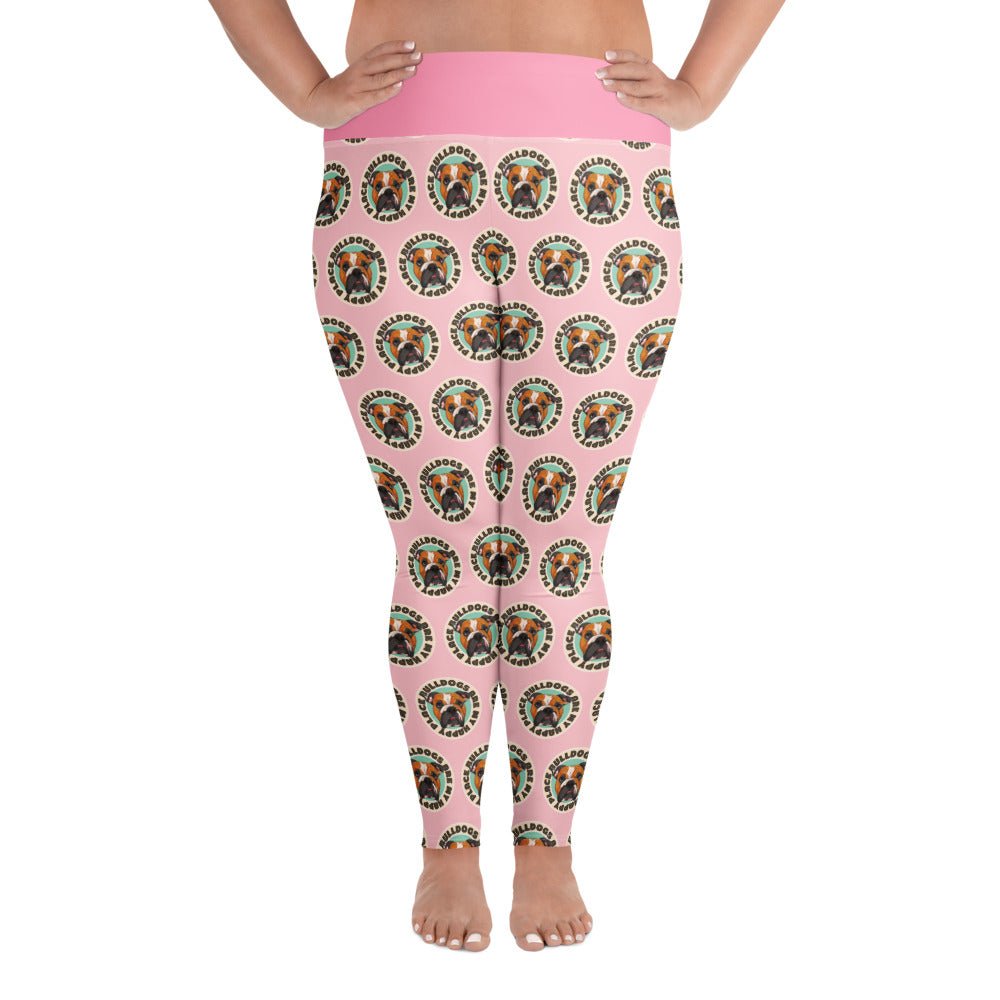 "Bulldogs Are My Happy Place" English Bulldog Plus Size Leggings