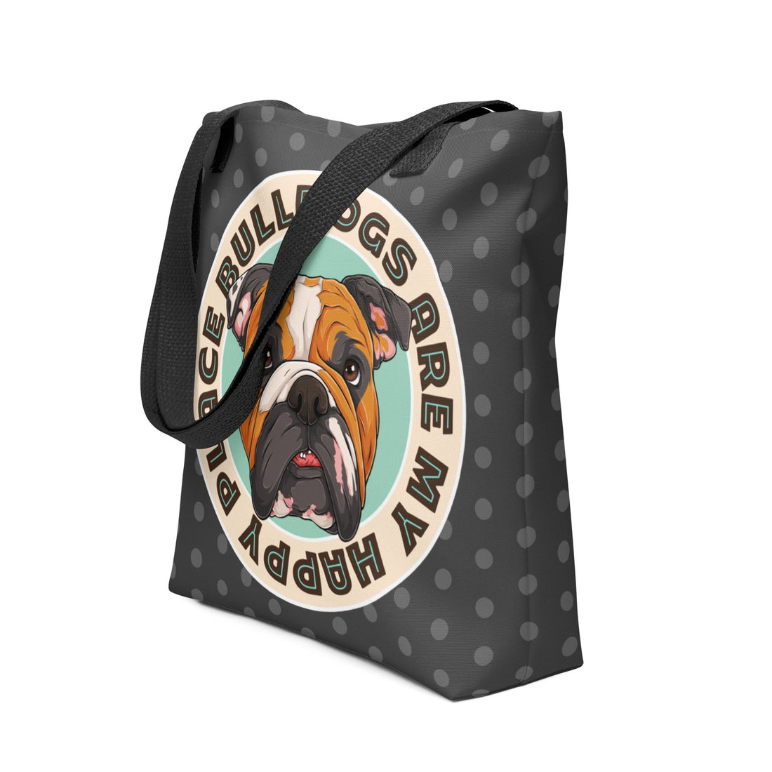 &quot;Bulldogs Are My Happy Place&quot; English Bulldog Tote Bag