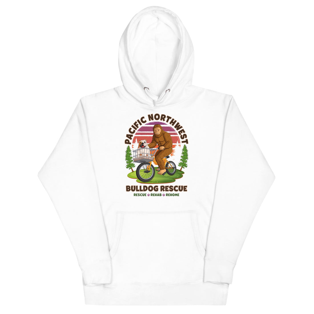 "Bulldogs & Bigfoot" Pacific Northwest Bulldog Rescue Unisex Hoodie