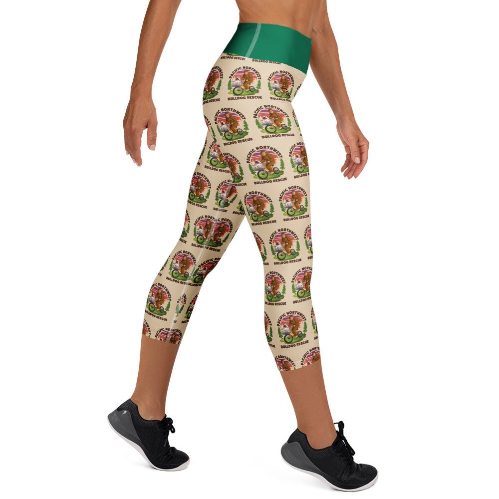 &quot;Bulldogs &amp; Bigfoot&quot; Pacific Northwest Bulldog Rescue Yoga Capri Leggings