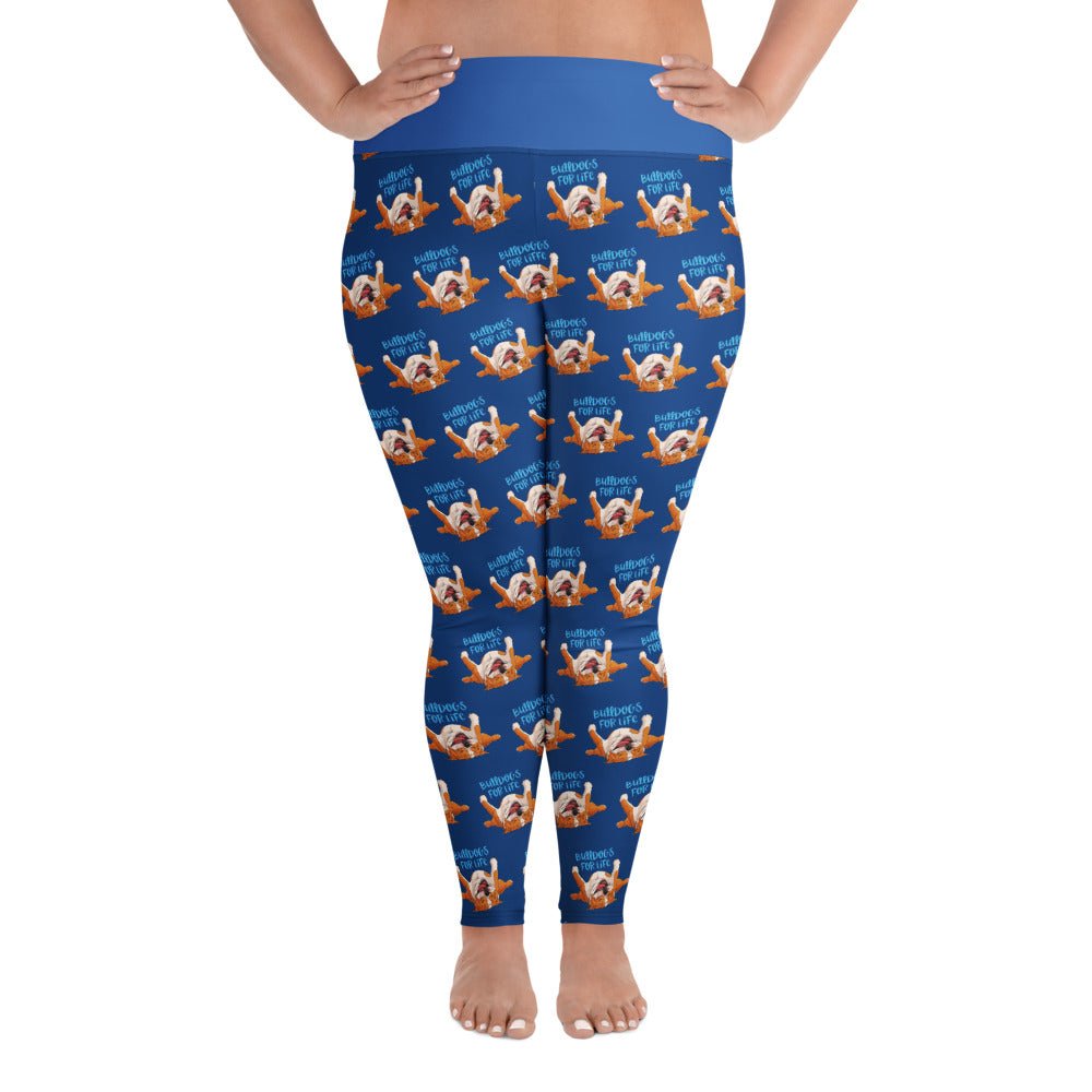 "Bulldogs For Life" Blue Plus Size Leggings | Red & White Colored