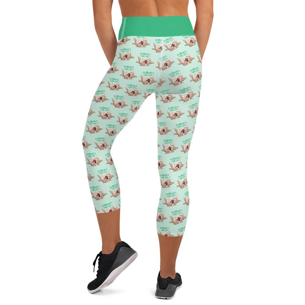 &quot;Bulldogs For Life&quot; Yoga Capri Leggings | Fawn &amp; White Colored