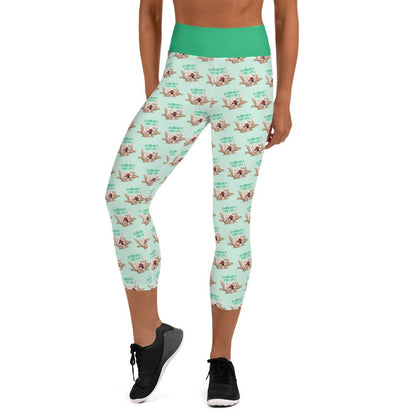 &quot;Bulldogs For Life&quot; Yoga Capri Leggings | Fawn &amp; White Colored