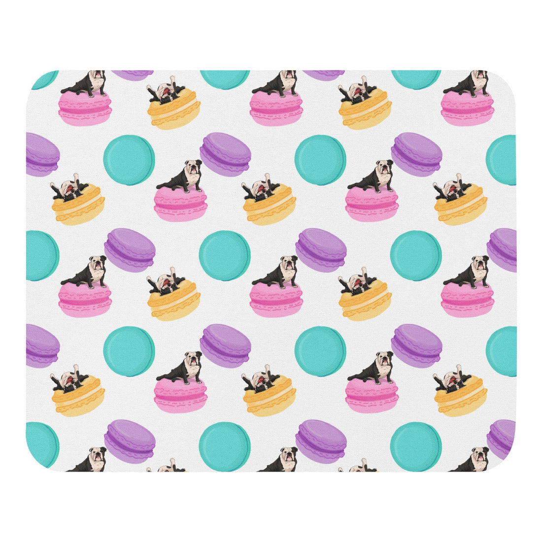Bulldogs & Macaroons Mouse pad | B&W Colored
