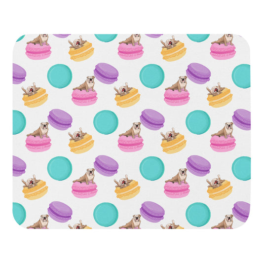 Bulldogs & Macaroons Mouse pad | Fawn & White Colored