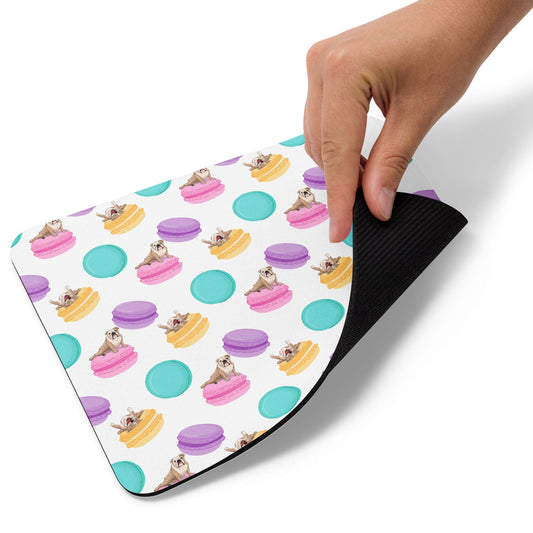 Bulldogs & Macaroons Mouse pad | Fawn & White Colored