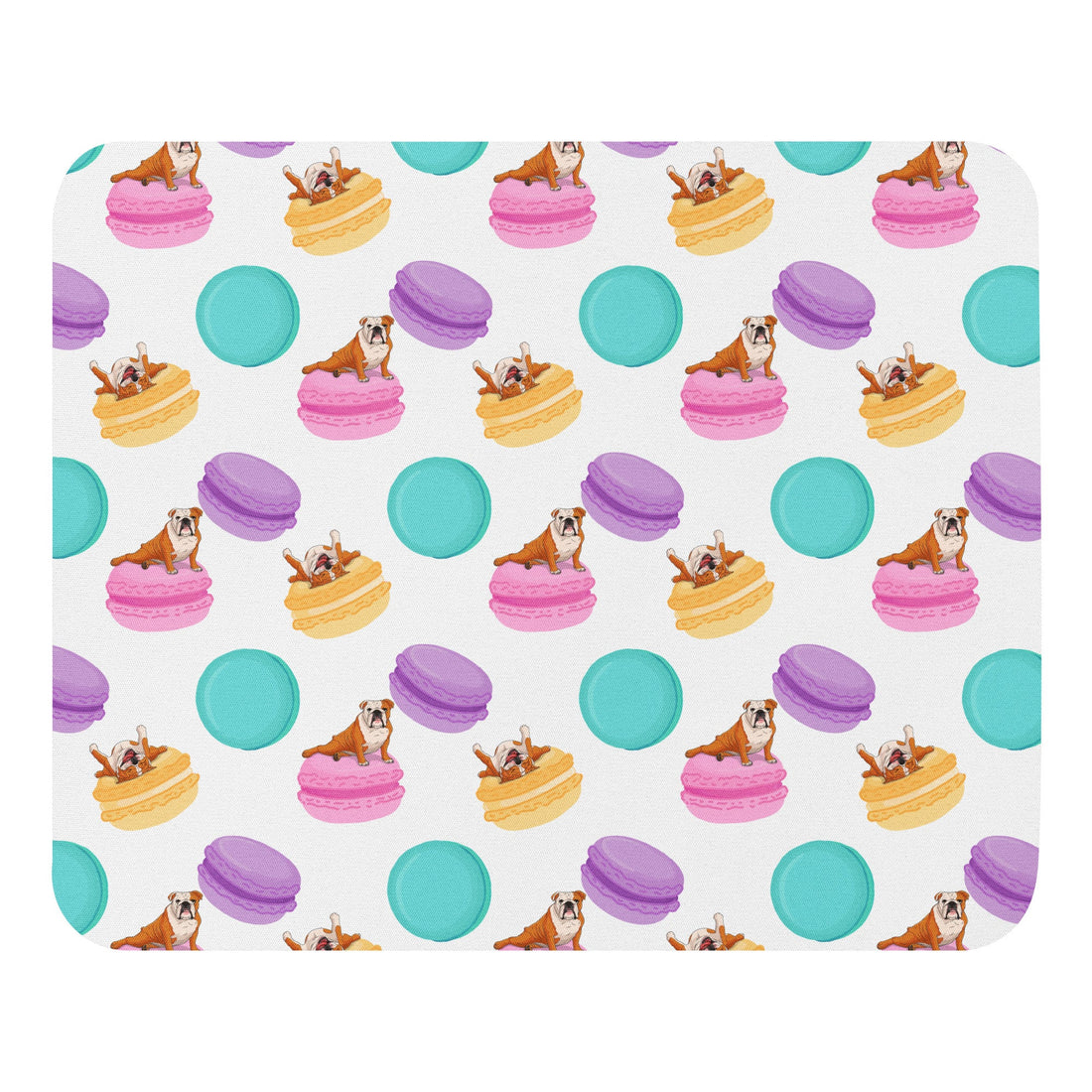 Bulldogs & Macaroons Mouse pad | Red & White Colored