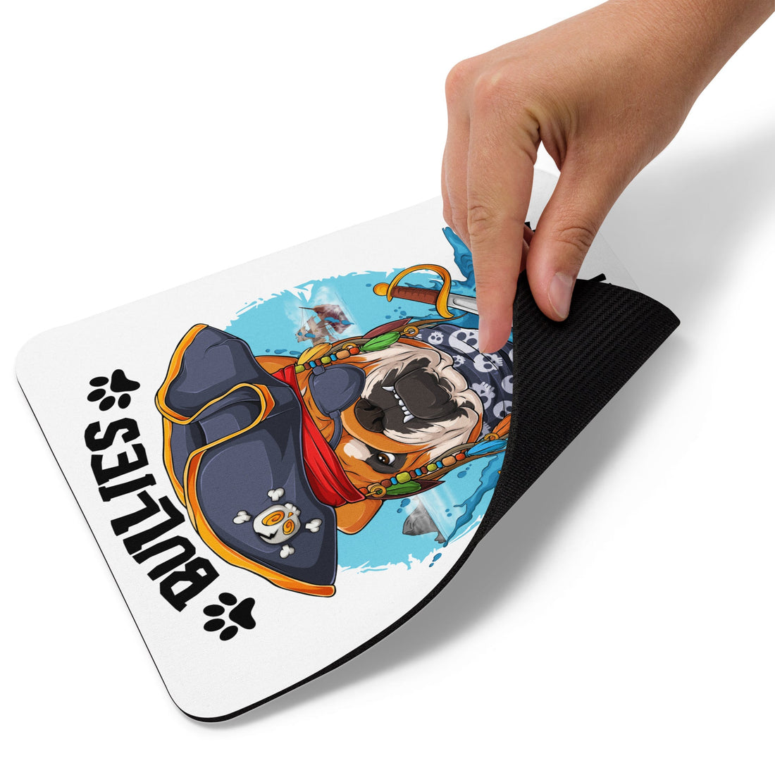 "Bullies Never Say Die" English Bulldog Pirate Mouse Pad