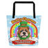 "Bully Charms" Bulldog Large Tote Bag with Pocket | Red & White Colored