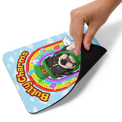"Bully Charms" Bulldog Mouse Pad | B&amp;W Colored