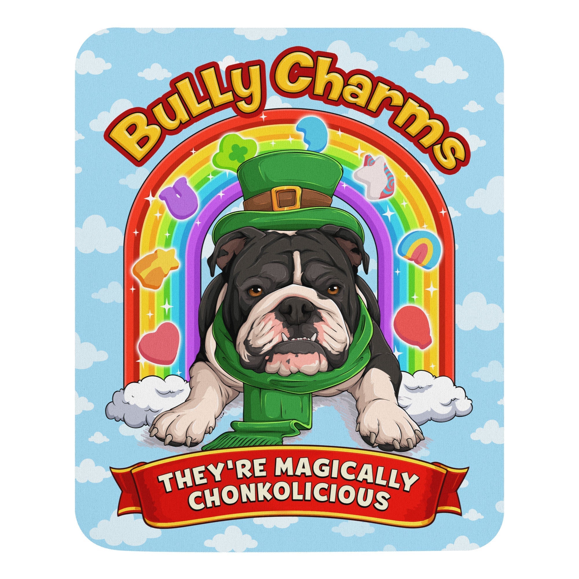 "Bully Charms" Bulldog Mouse Pad | B&amp;W Colored