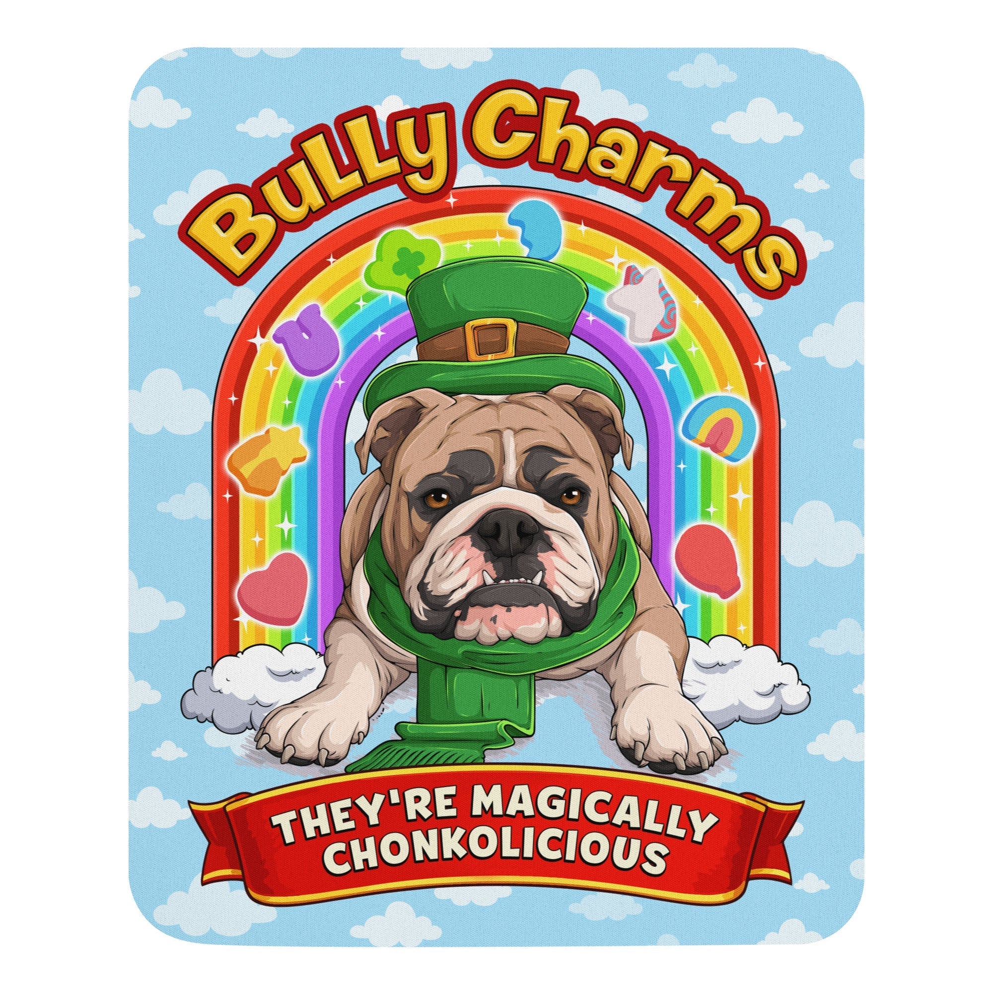 "Bully Charms" Bulldog Mouse Pad | Fawn &amp; White Colored