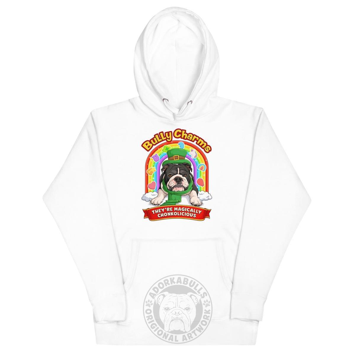 "Bully Charms" English Bulldog Hoodie | B&amp;W Colored
