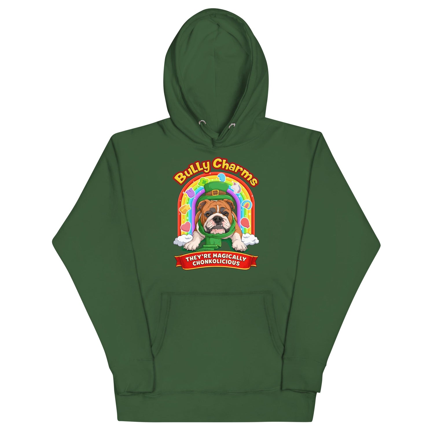 "Bully Charms" English Bulldog Hoodie | Red &amp; White Colored