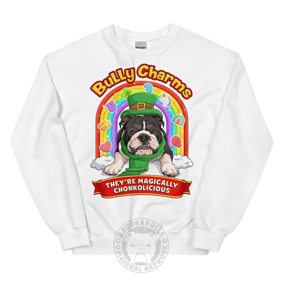 "Bully Charms" English Bulldog Sweatshirt | B&amp;W Colored