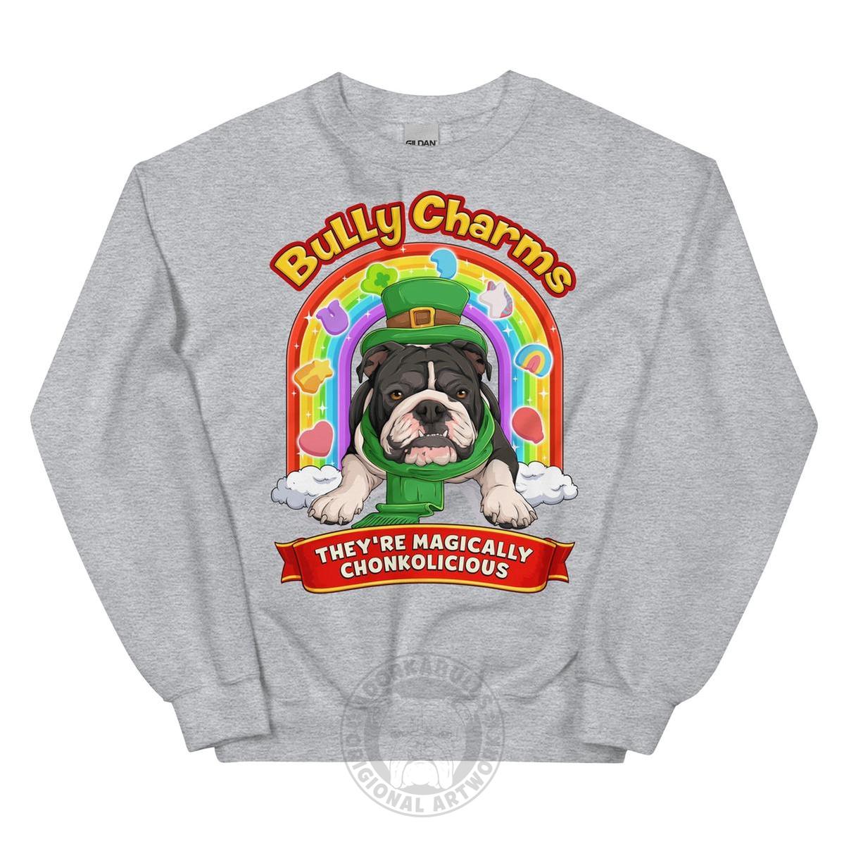 "Bully Charms" English Bulldog Sweatshirt | B&amp;W Colored