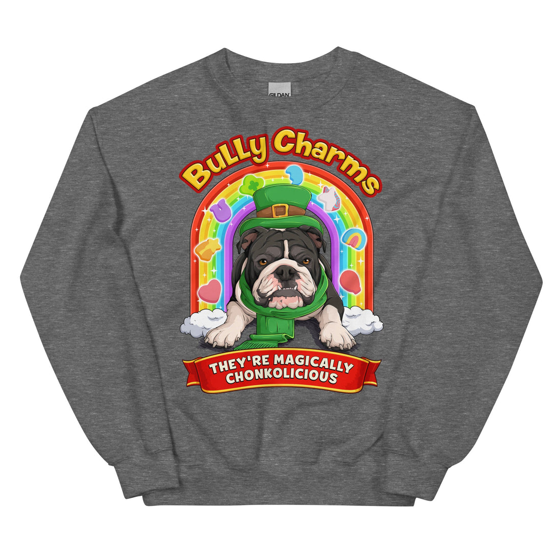 "Bully Charms" English Bulldog Sweatshirt | B&amp;W Colored
