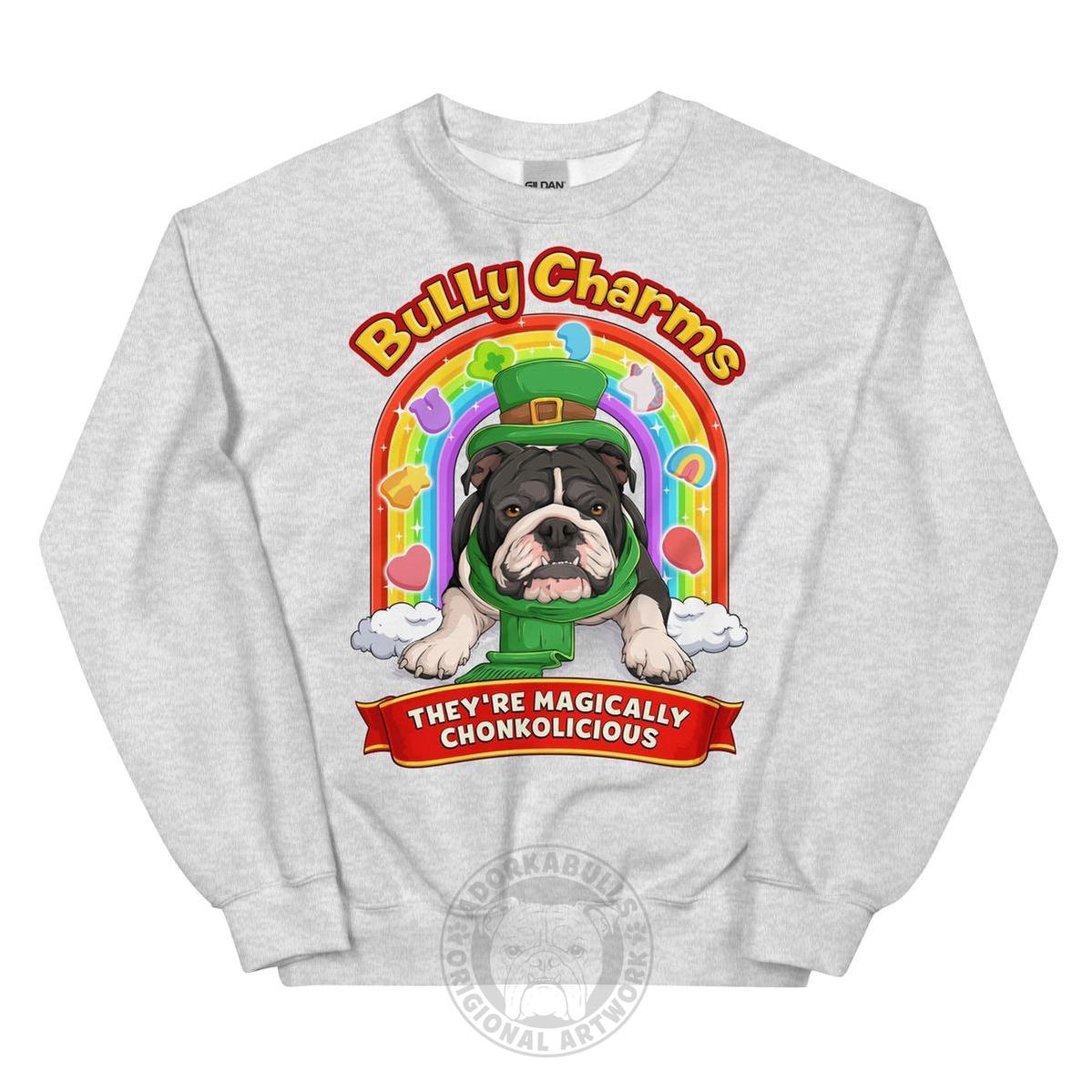 "Bully Charms" English Bulldog Sweatshirt | B&amp;W Colored