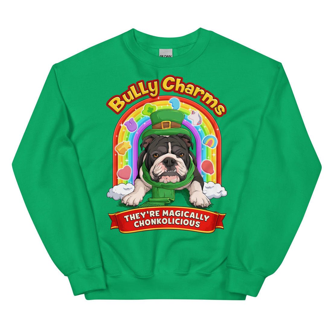 "Bully Charms" English Bulldog Sweatshirt | B&amp;W Colored