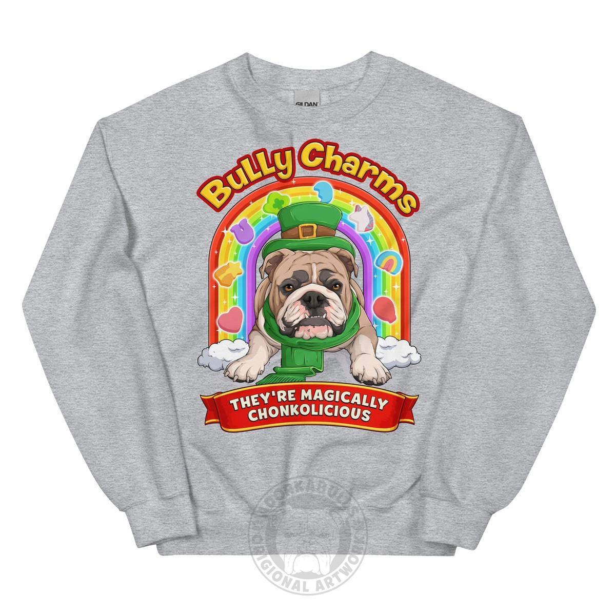 "Bully Charms" English Bulldog Sweatshirt | Fawn &amp; White Colored