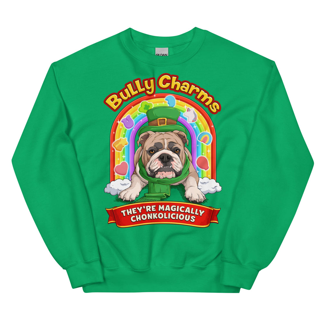 "Bully Charms" English Bulldog Sweatshirt | Fawn &amp; White Colored