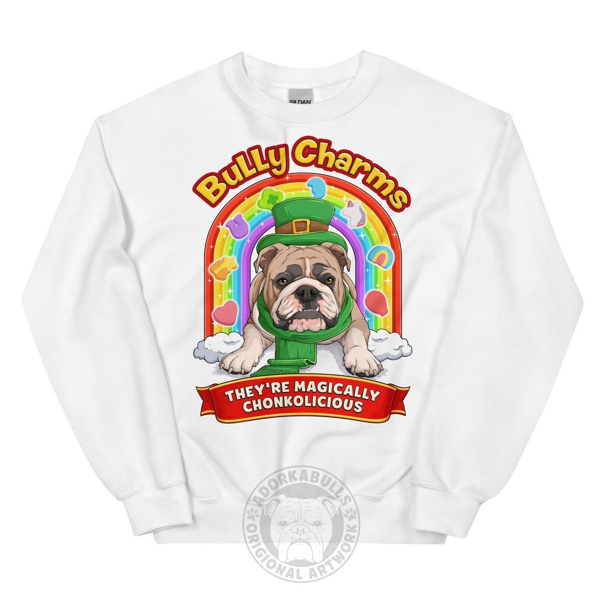 "Bully Charms" English Bulldog Sweatshirt | Fawn &amp; White Colored