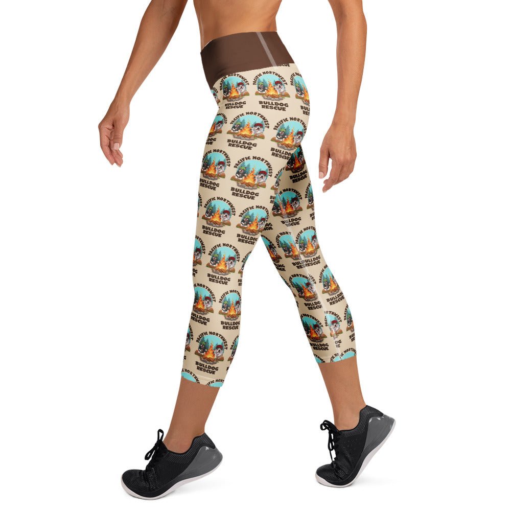 &quot;Campfire Bullies&quot; Pacific Northwest Bulldog Rescue Yoga Capri Leggings