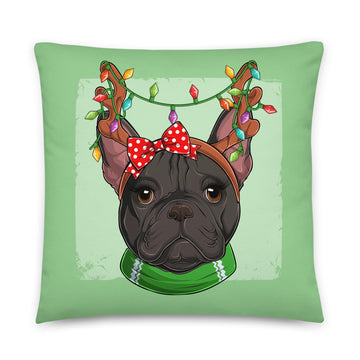 Christmas Lights + Antlers Pillow