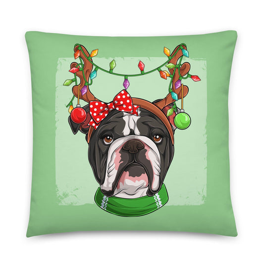 Christmas Lights + Antlers Pillow