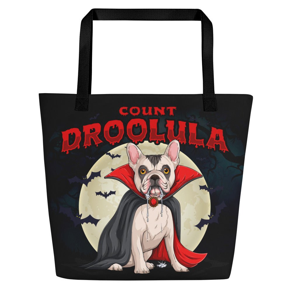 Count Droolula French Bulldog Large Tote Bag with Pocket